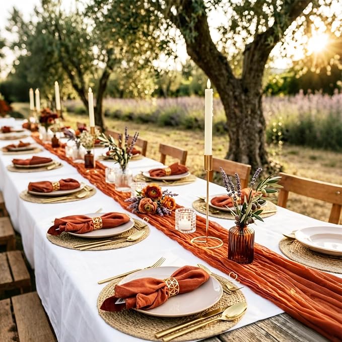 10 Packs Orange Table Runner Cheesecloth 35x120 Inches Burnt Orange Cheese - Image 3