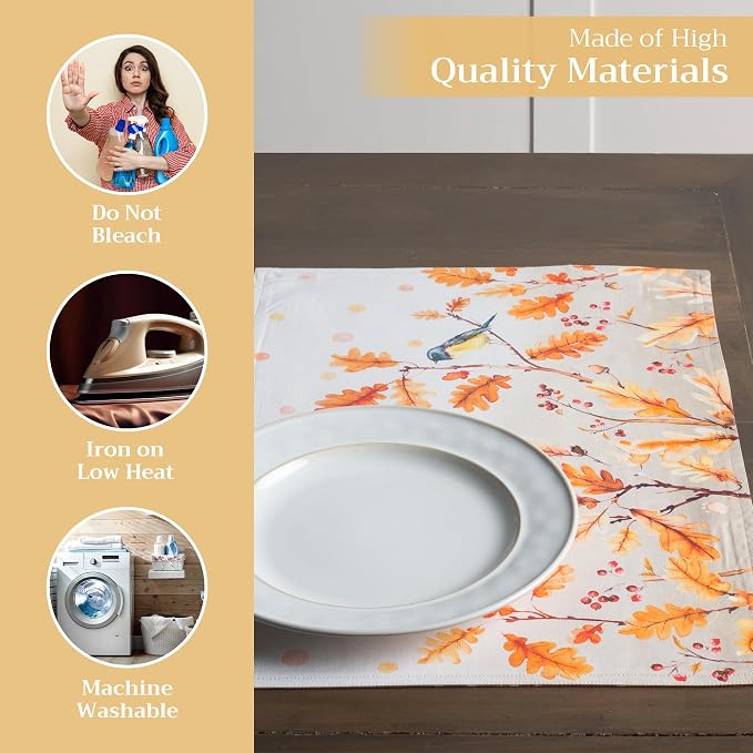 Maison d' Hermine Placemats Set of 4 Reusable 100% Cotton | Cloth Place Mats - Image 3
