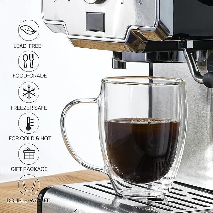 Double Wall Glass Coffee Mugs, 12 Oz Clear Coffee Mugs - Image 3