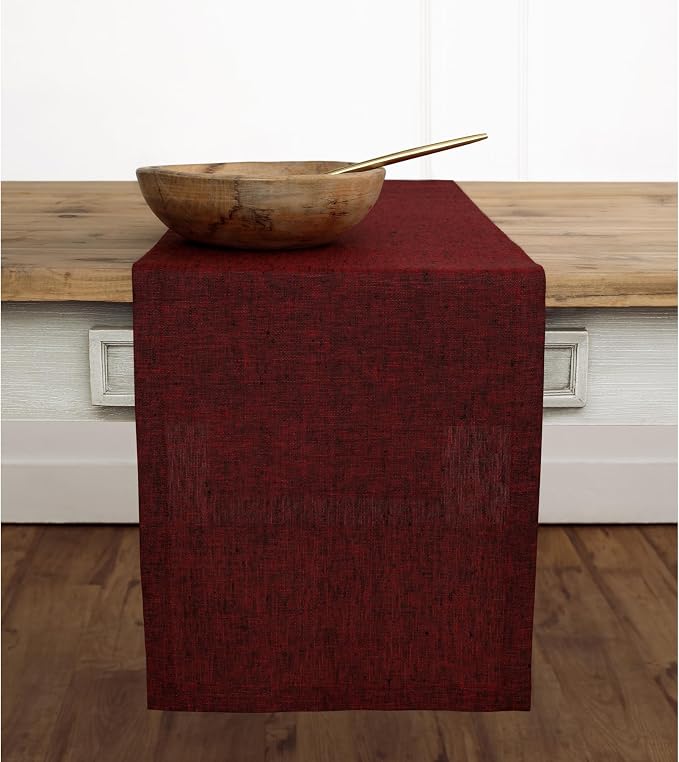 Solino Home 100% Linen Dining Table Runner Red Woven, Athena 14 x 72 in | Table - Image 2