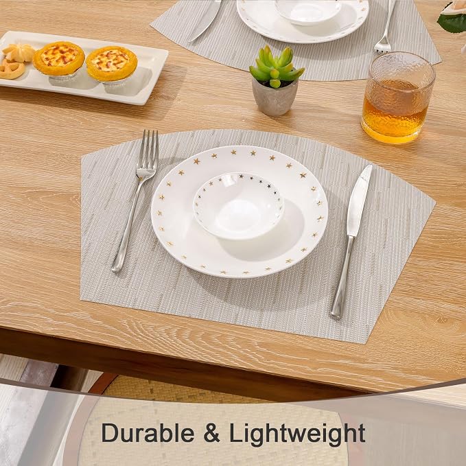 SHACOS Wedge Placemats for Small Round Table Set of 4 Woven Vinyl PVC Placemats - Image 2