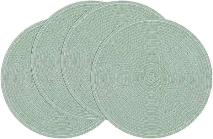 SHACOS Round Placemats Set of 4 Woven Braided Table Placemats 15 inch Cotton by SHACOS