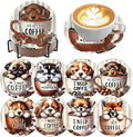 Ekuxom 8 Pcs Coffee Dog Diamond Art Coasters Kits by Ekuxom