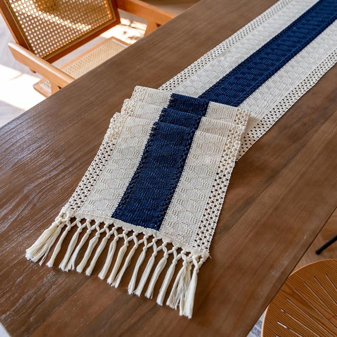 EMMTEEY Boho Table Runner with Tassels 36 Inches Long, Scratch & Heat Resistant - Image 6