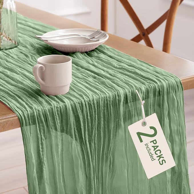 Pureegg 2-Pack Cheesecloth Table Runner, Baby Shower, Wedding and Farmhouse by Pureegg