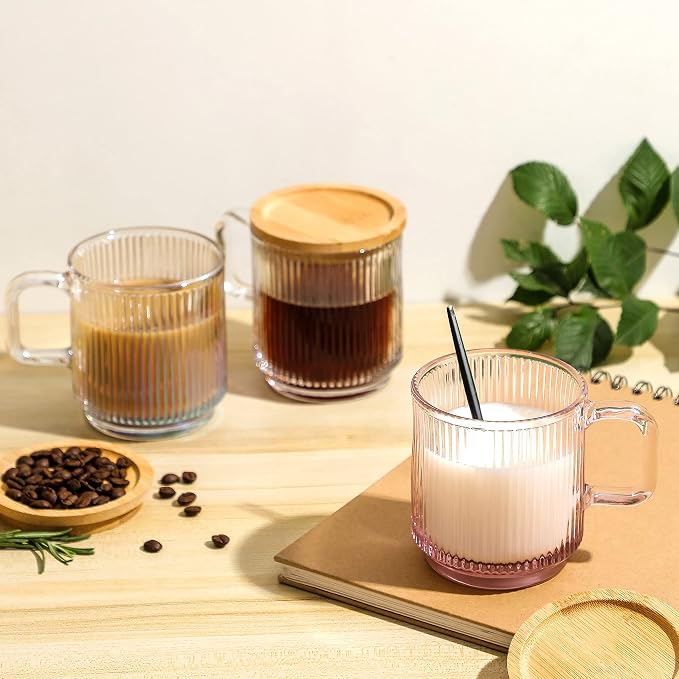 Lysenn Clear Glass Mug with Lid, Premium Glass Coffee Mug, 12 oz Tea Cup | - Image 7