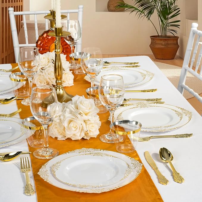 Bestluck 175PCS Gold Disposable Dinnerware - Image 7