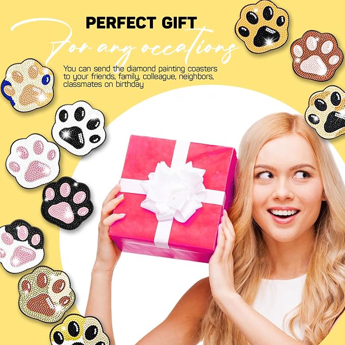 10 pcs Diamond Painting Coasters | Diamond Art Coasters | Cat Paw Diamond Art - Image 3
