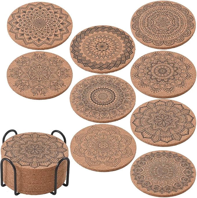 ionEgg Cork Coasters for Drinks Reusable Cup Coaster for Cold or Warm Drinks by ionEgg