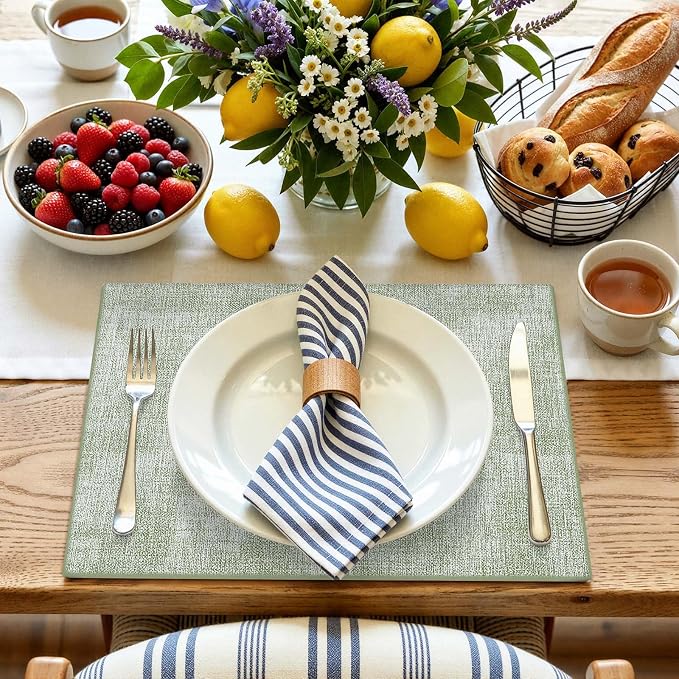 Faux Leather Heat Resistant Placemats 4 Packs, Waterproof Wipeable Dining PU - Image 8