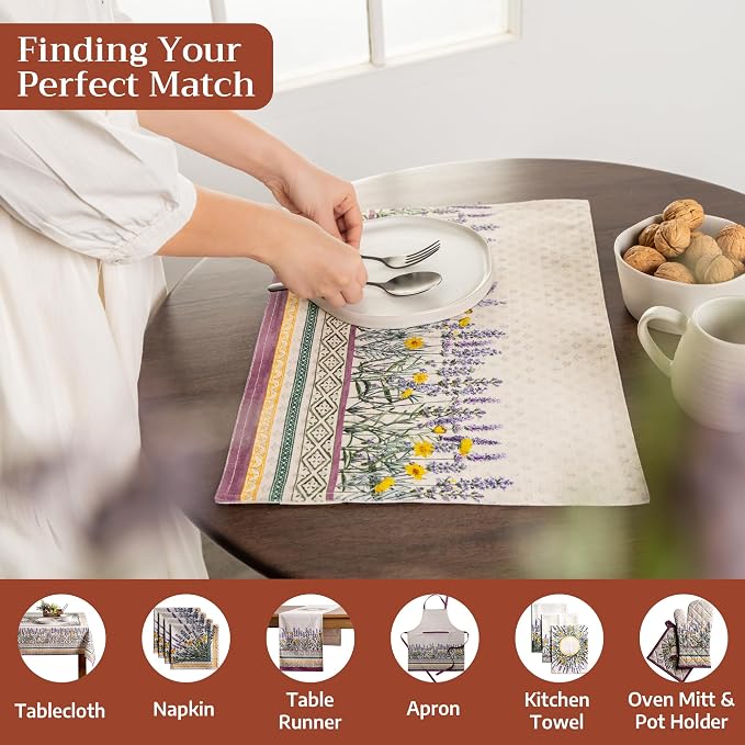 Maison d' Hermine Placemats Set of 4 Reusable 100% Cotton | Cloth Place Mats - Image 4