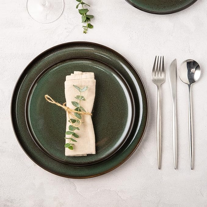LERATIO Ceramic Dinner Plates Set of 4, 10.5 Inch Reactive Glaze Plate Sets | - Image 6