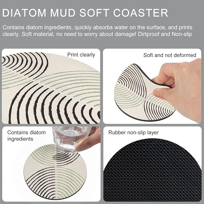 Modern Aesthetic Art Coasters Set of 4, Absorbent Coasters - Image 9
