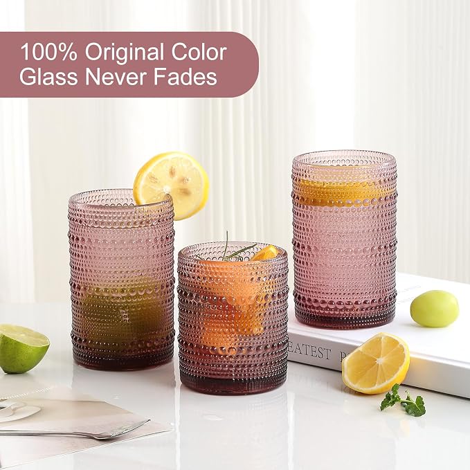 ZMOWIPDL 12oz & 15oz Hobnail Drinking Glasses, - Image 3