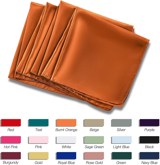 P Pothuiny 24 Pcs Burnt Orange Satin Napkins 17x17 in, Satin Cloth Napkins | - Image 6