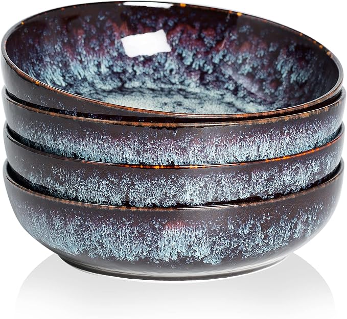 30oz Ceramic bowls set of 4-8" serving bowls by KYBSCZMoment
