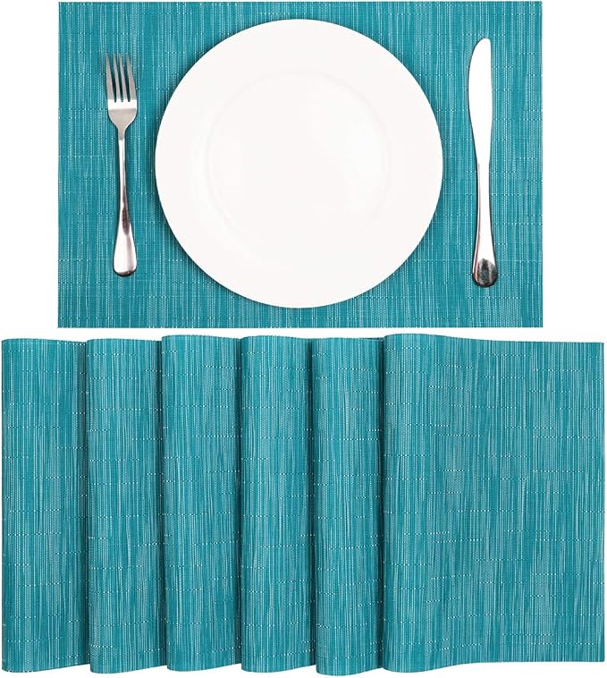 SHACOS Woven Vinyl Placemats Set of 6 Wipe Clean Wasahble Place Mats - Image 7