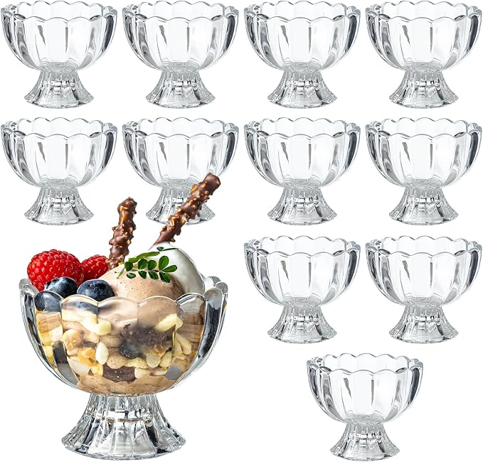 5oz Iced Cream Dessert Bowl, Vintage Footed Tulip Glass Dessert Cups, Cute by JGKYLDZ