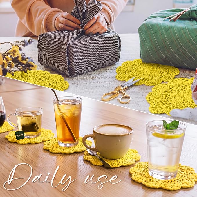 10 Pcs 8 Inch Cute Crochet Doilies Crochet Flower Coasters Handmade Cotton - Image 5