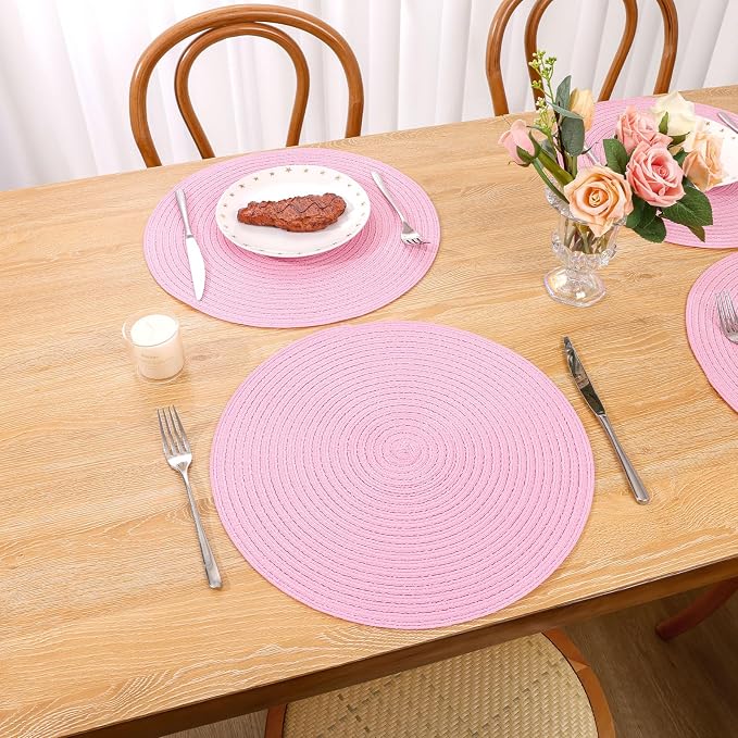 SHACOS Round Braided Placemats Set of 6 Round Table Mats - Image 6