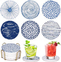 Absorbent Coasters Set of 6 Round Ceramic Coasters by Dksyee