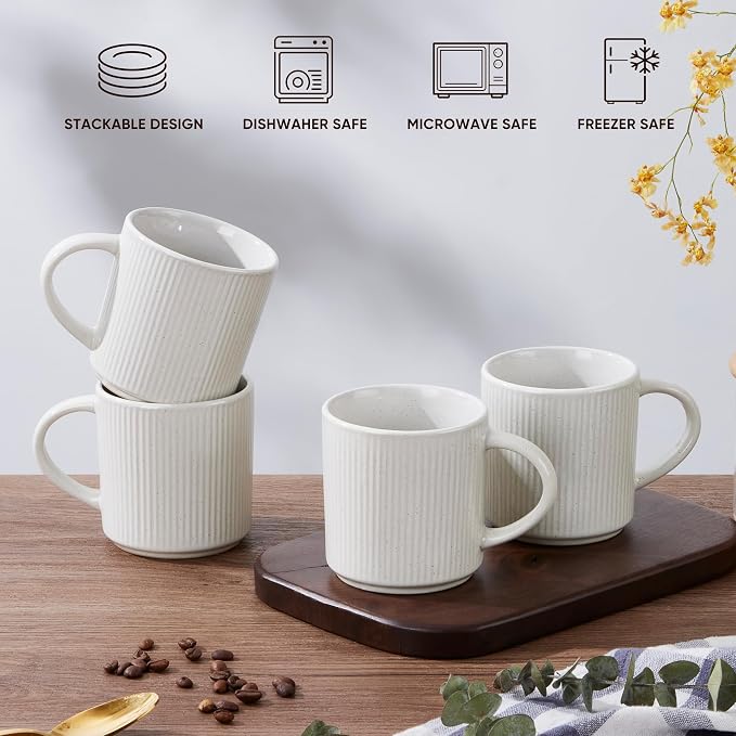 E-far 12 oz Coffee Mugs Set of 6, Stoneware Coffee Cups - Image 8
