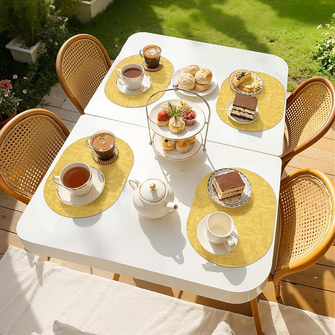 Placemats Set of 4, 11.8 x 17 Inch, Waterproof Wipeable Reversible PU Placemat - Image 2