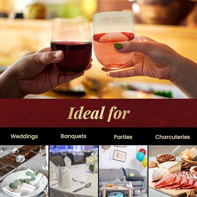 Reli. Disposable Wine Glasses | Clear | Stemless, Shatterproof | Plastic - Image 4