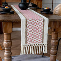 EMMTEEY Macrame Table Runner Boho Style 94 Inches Long, Hexagonal Red | Handmade by EMMTEEY