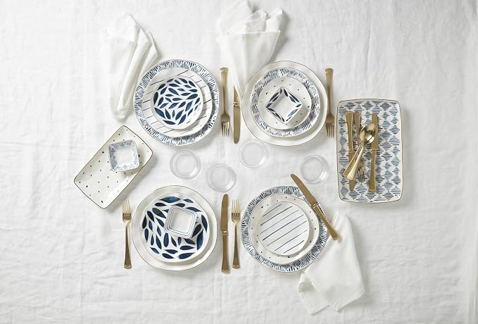 Lenox Blue Bay 12-Piece Dinnerware Set | ceramic, dishwasher safe, microwave - Image 4