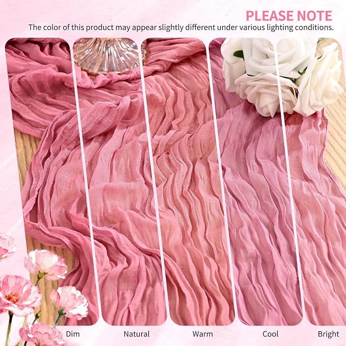 4 Pack Cheesecloth Table Runner 10FT Dusty Rose Table Runner Boho Gauze Cheese - Image 7