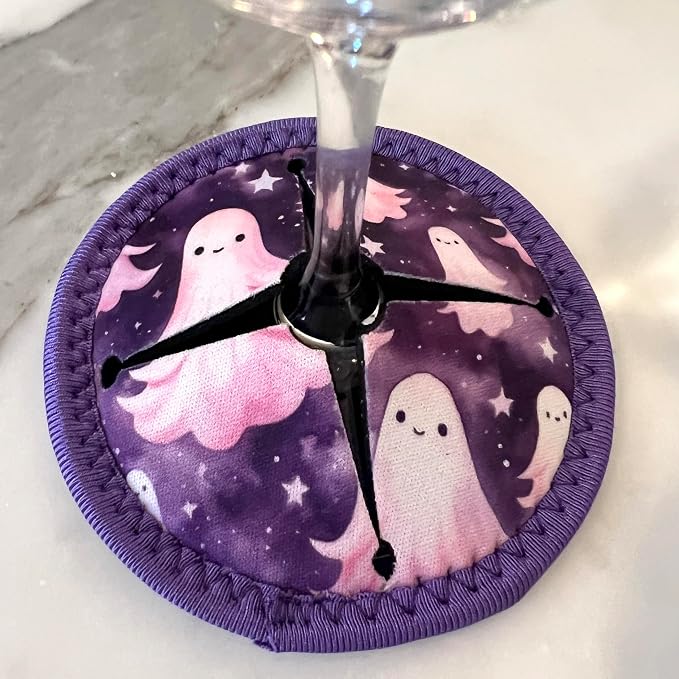 Set of 4 Themed Drink Coasters for Wine Glasses | Reusable Slip-On Stemmed - Image 3