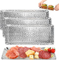 4 Pcs Hammered Silver Tray, Small Stainless Steel Appetizer Platter | 9.8 Inch by Nagpew