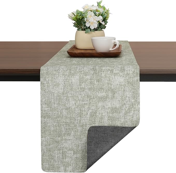 Table Runners 72 Inch Long, Dual-Sided Faux Leather Table Runner | Waterproof by Chitomars