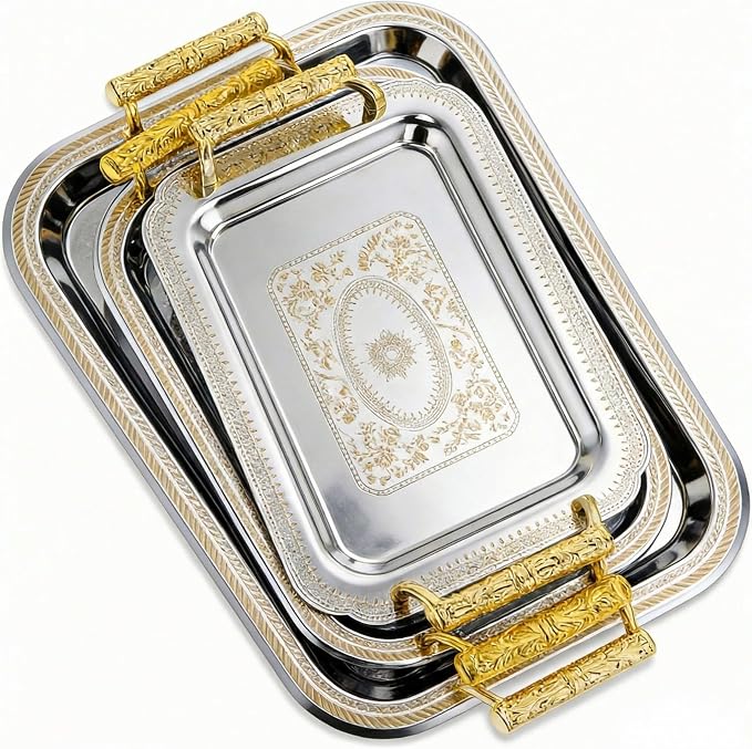 3 Pack Metal Serving Trays by Unknown