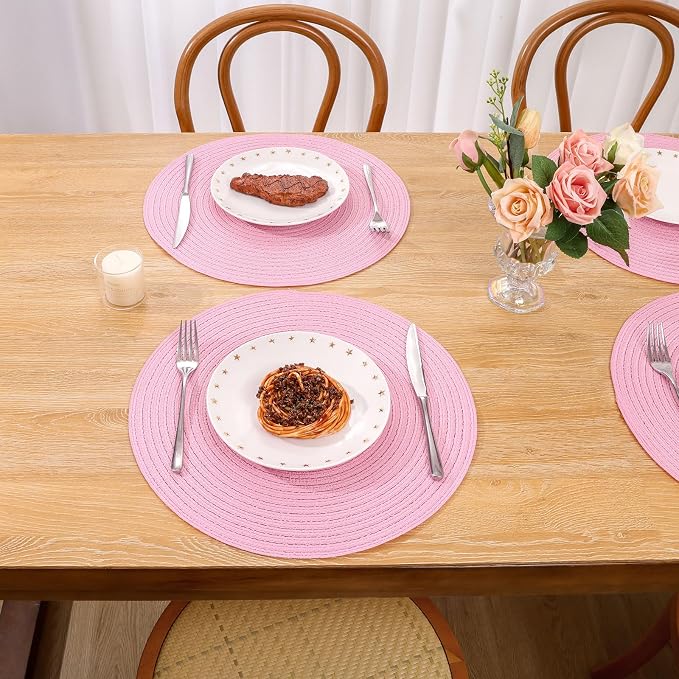 SHACOS Round Braided Placemats Set of 6 Round Table Mats - Image 7