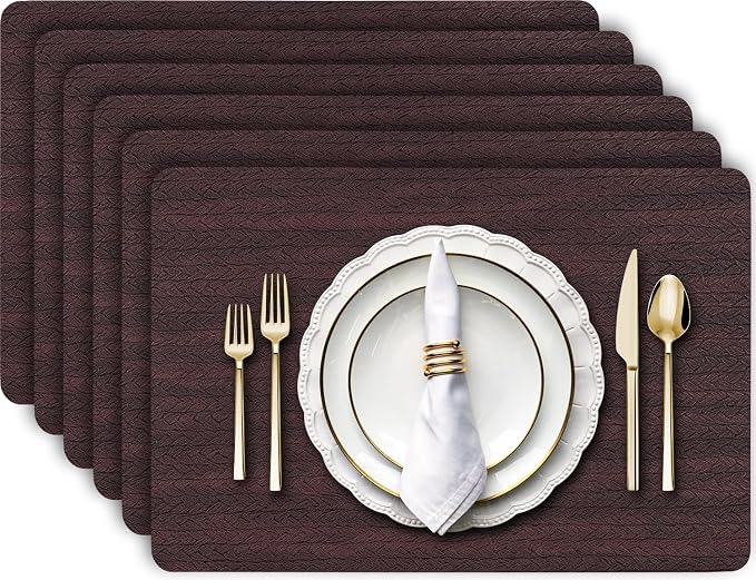 Aofmee Faux Leather Placemats Set of 6 by Aofmee
