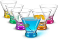 JoyJolt Hue 7.5oz Martini Glasses, Cocktail Glassware Set of 6, Colored Glass by JoyJolt