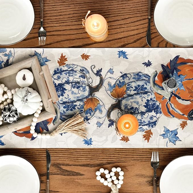 Artoid Mode 210 GSM Fall Table Runner 13x60 Inch Home Party Decor | Pumpkins - Image 7