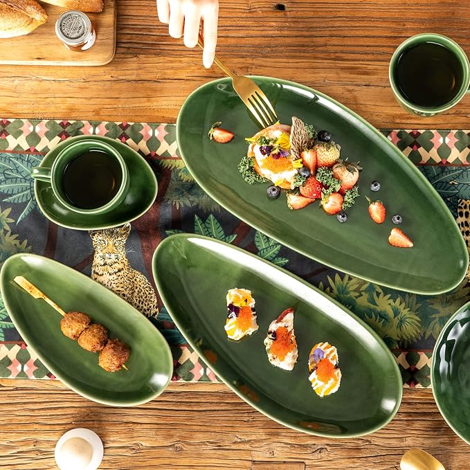 vicrays Large Oval Serving Platters, Stackable Serving Trays Serving Plates - Image 3