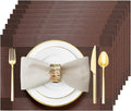 Brown Vinyl Placemats Set of 8, Heat Resistant Table Placemats | 18x12 inch by Uolr