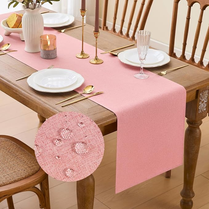 YATOJUZI Pink Table Runner Valentines Day Kitchen Dining Coffee Table by YATOJUZI