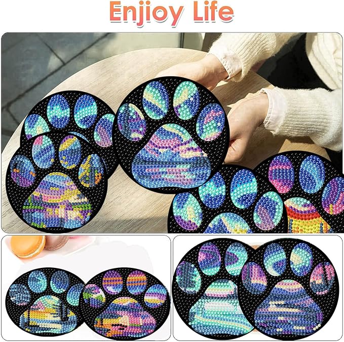 ijbnhd 8 Pcs Aurora Diamond Art Coasters Kits - Image 2