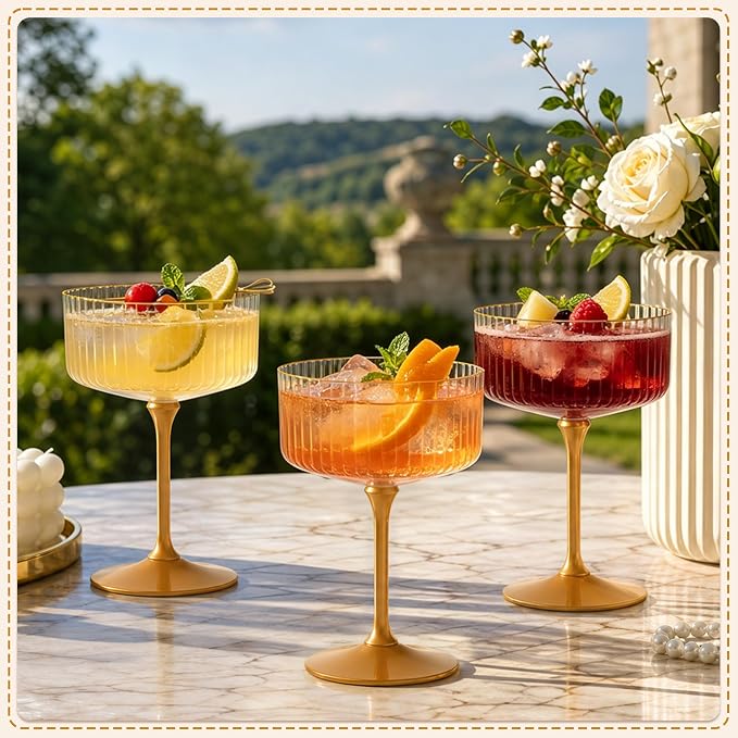 24PCS Plastic Martini Glasses, Unbreakable Reusable Champagne Coupe, Removable - Image 5