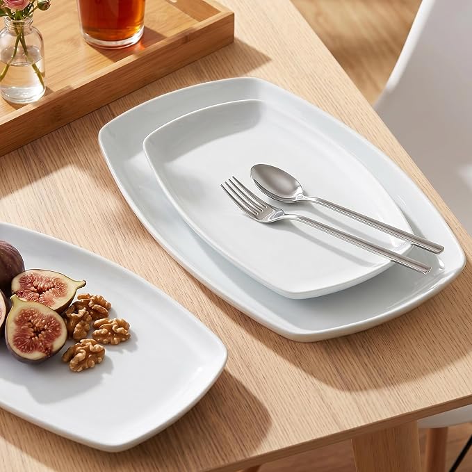 fMBB Large Serving Platter Set of 3, 16/14/12 Inch Porcelain Rectangular - Image 7