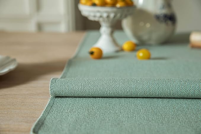 Sage Table Runners 108 Inches Long, Burlap Linen Style Rustic Farmhouse Table - Image 5