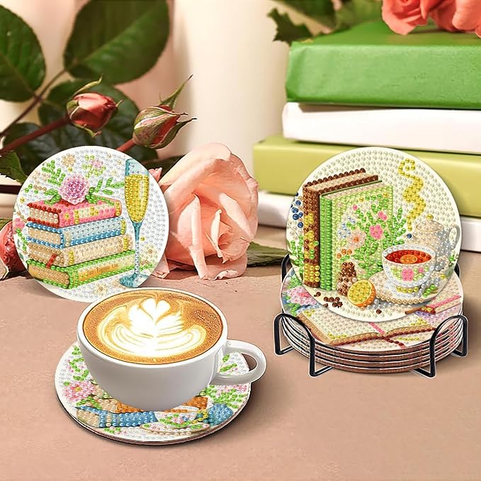 Mrnsiet 8PCS Books Diamond Art Coaster Kits - Image 4