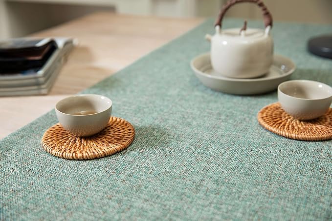 Burlap Style Farmhouse Table Runner, 14x72 Inches Mineral Green | Thick Durable - Image 5