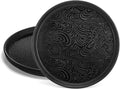 Hacaroa 4 Pack Round Restaurant Serving Tray, 14 Inch Black Plastic Server Tray by Hacaroa