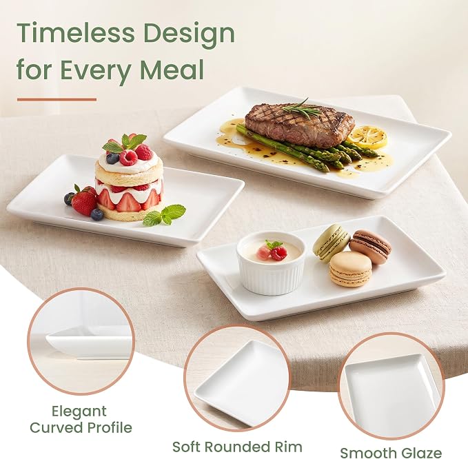 Kassel Ceramic Serving Platter Set White Porcelain Serveware - Image 4